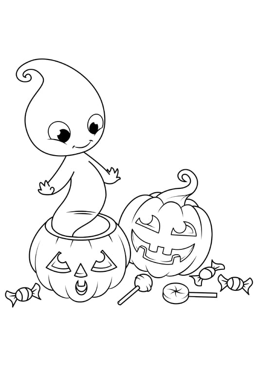 Kleurplaat Halloween spook