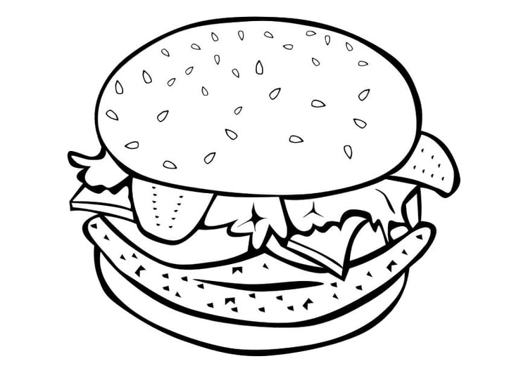 Kleurplaat hamburger