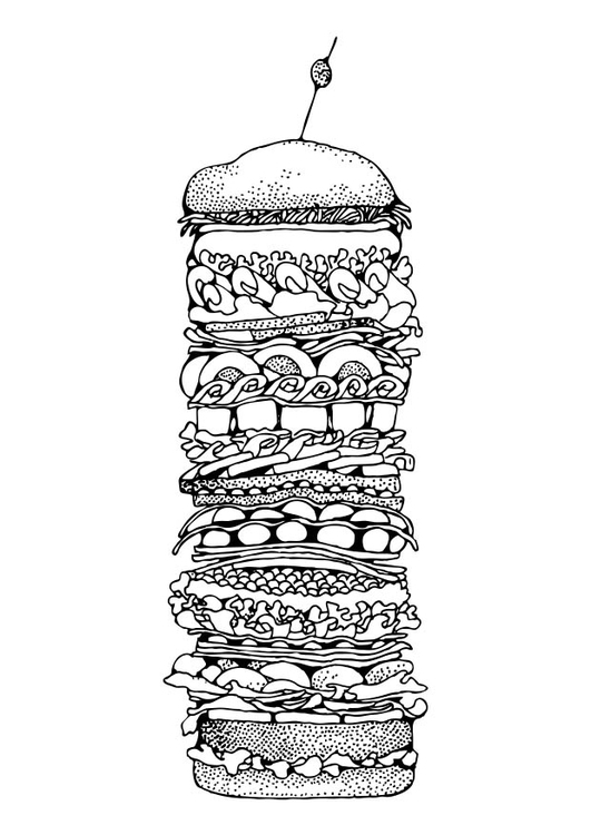 Kleurplaat hamburger