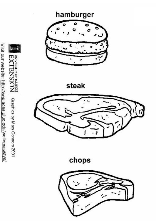 Kleurplaat hamburger-steak-koteletten