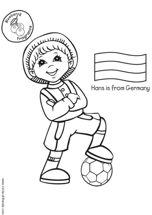 Kleurplaat Hans met Duitse vlag