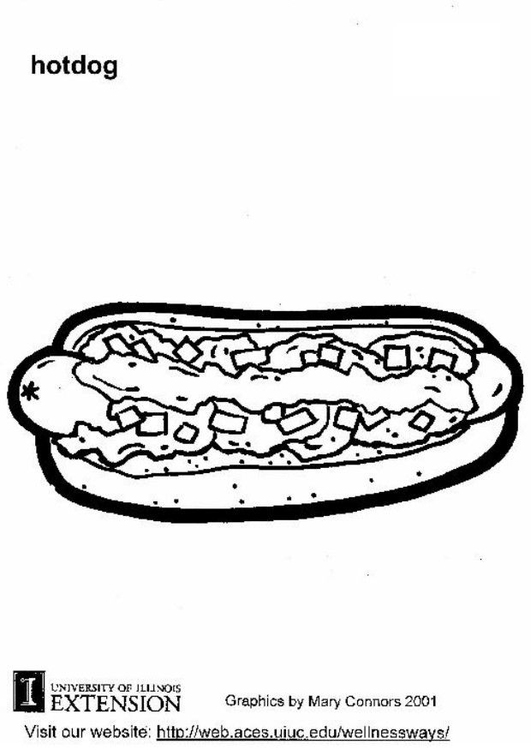 Kleurplaat hotdog