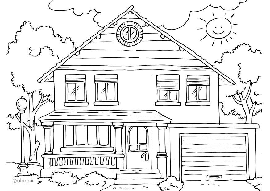 Kleurplaat huis - buitenkant - Afb 26230. Kleurplaat huis - buitenkant - Afb 26230.