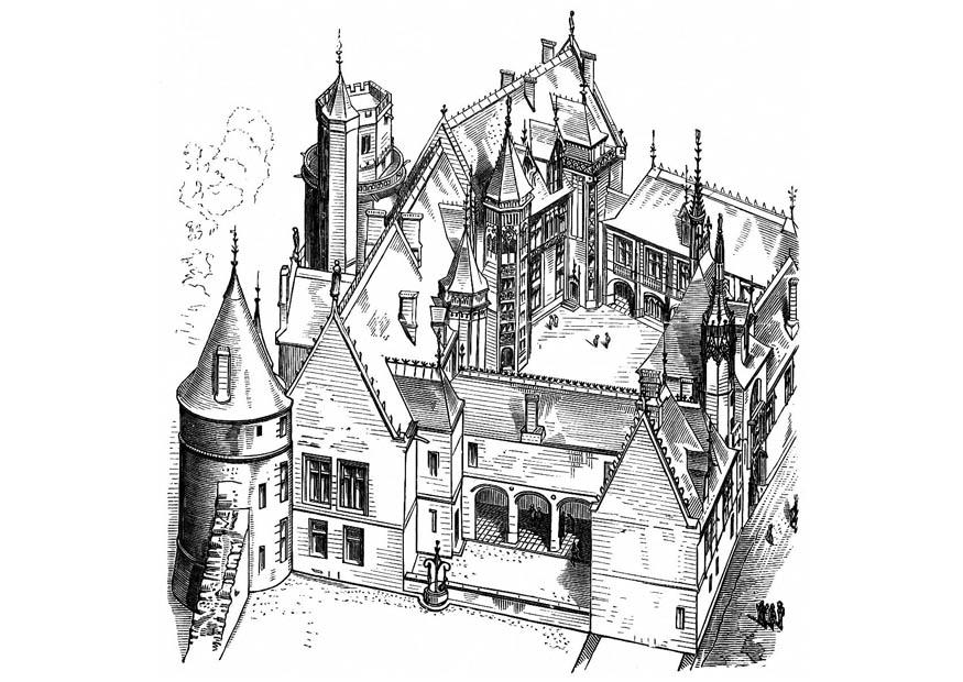 Kleurplaat huis in frankrijk - bourges 1443