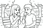 ijsje eten in het park