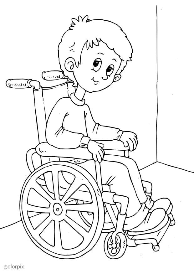 Kleurplaat in een rolstoel