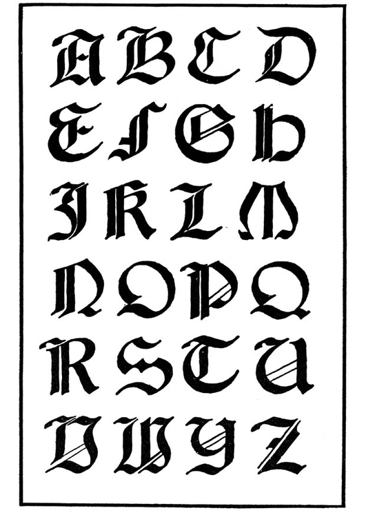 Kleurplaat italiaans gotisch lettertype