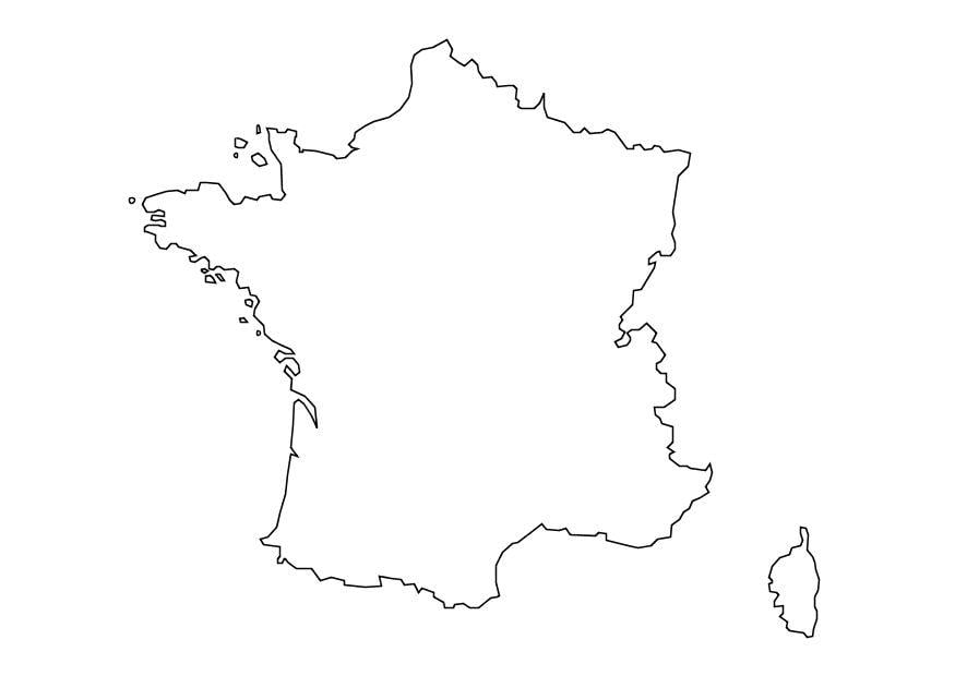 Kleurplaat kaart Frankrijk