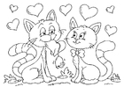 Kleurplaten katten Valentijn