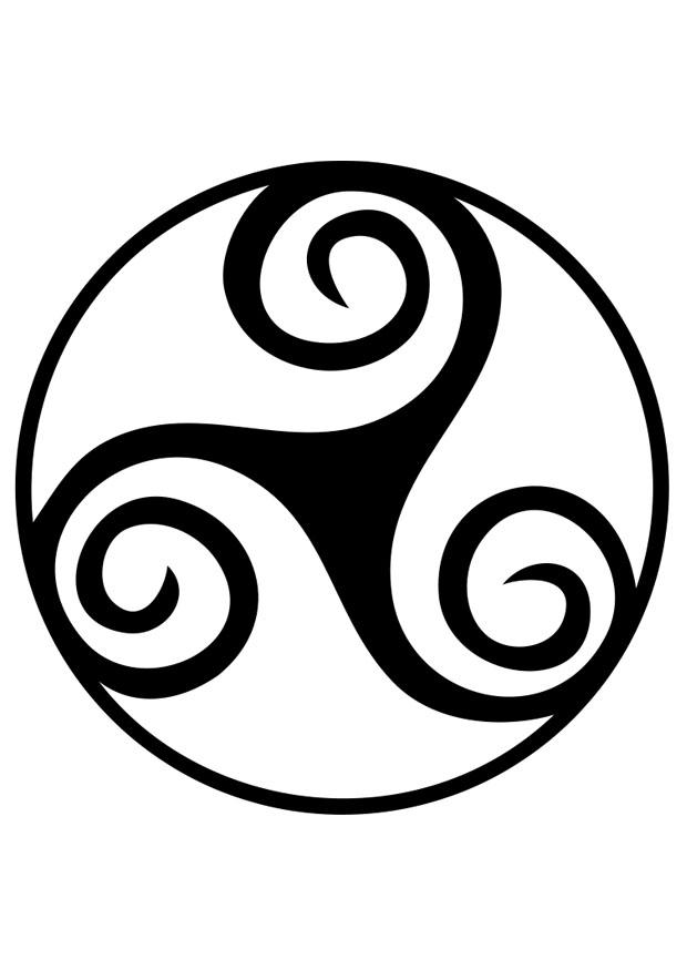 Kleurplaat Keltisch teken - triskell