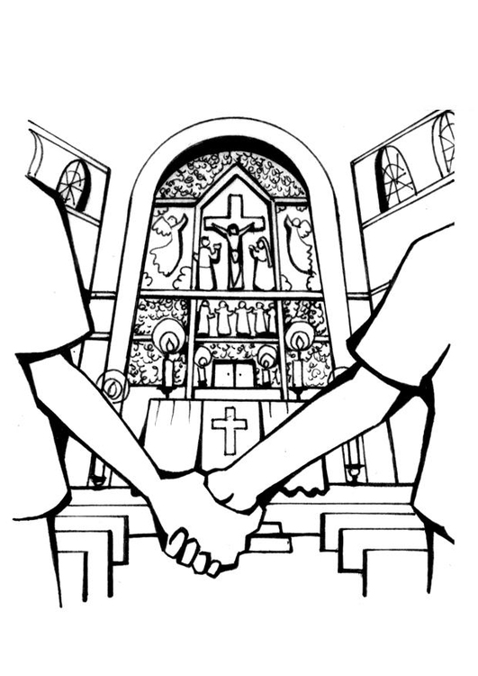 Kleurplaat kerk - huwelijk