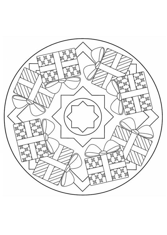 Kleurplaat Kerstmandala. Gratis kleurplaten om te printen afb 4403.