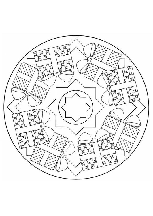 Kleurplaat Kerst-mandala