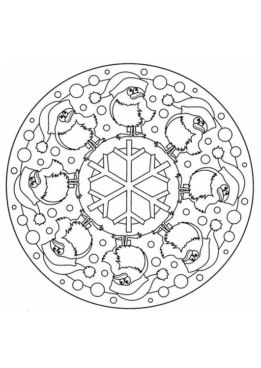 Kleurplaat Kerst-mandala