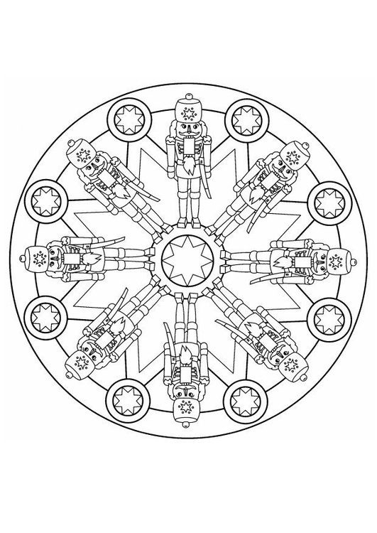 Kleurplaat Kerst-mandala