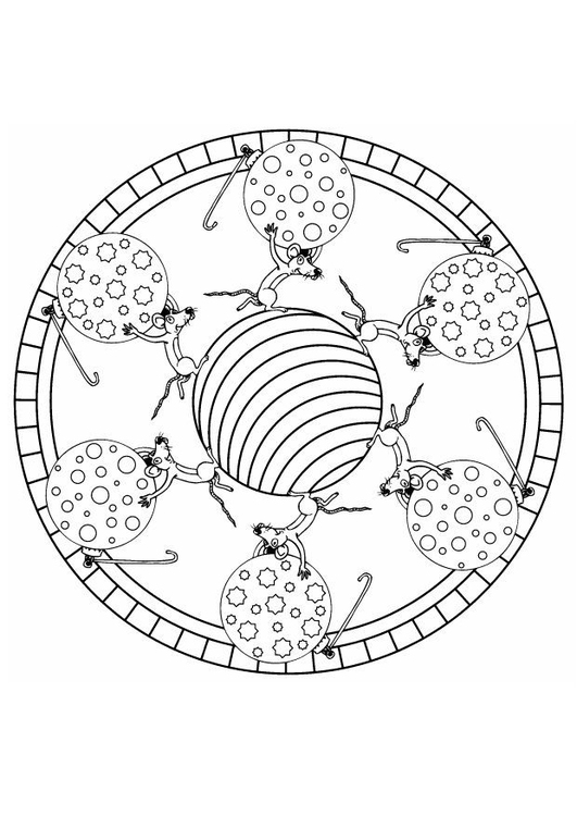 Kleurplaat Kerst-mandala