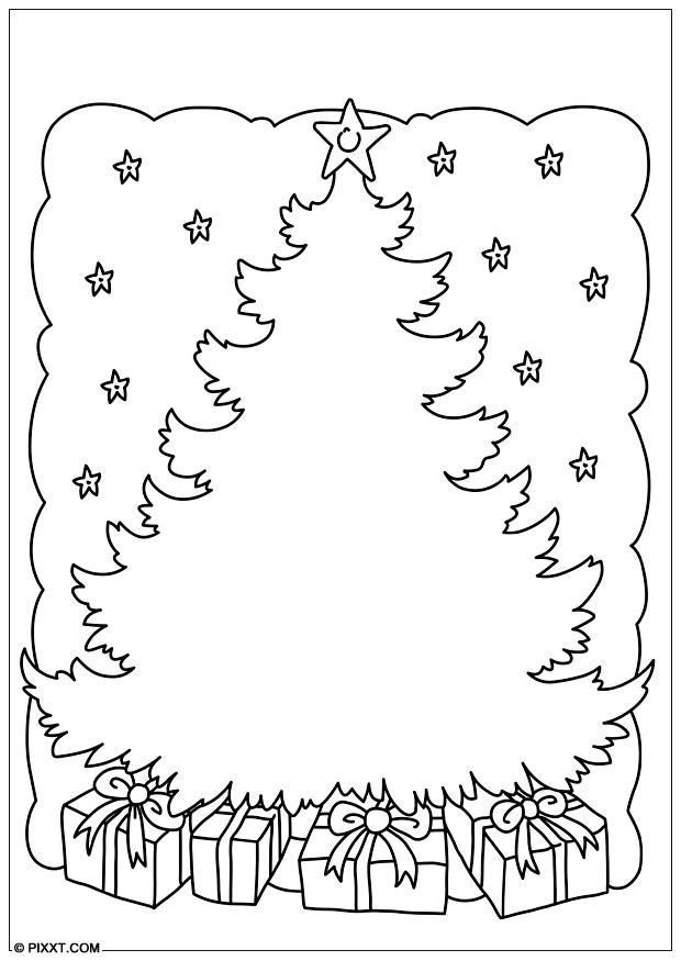 Kleurplaat kerstboom