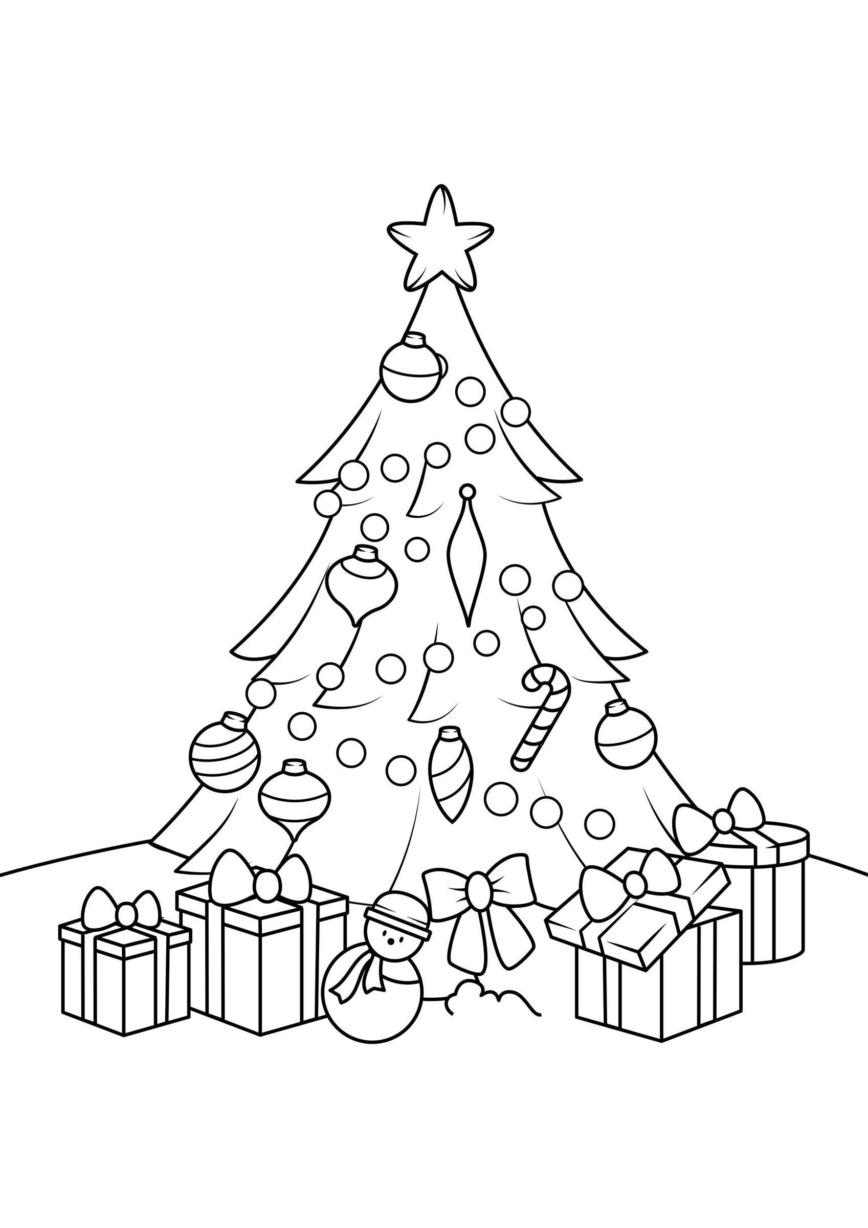Kleurplaat kerstboom. Gratis kleurplaten om te printen afb 31089.