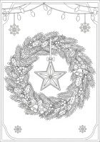 Kleurplaat kerstkrans met ster