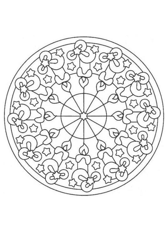 Kleurplaat kerstmis mandala