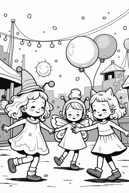 kinderen met ballonnen vieren carnaval