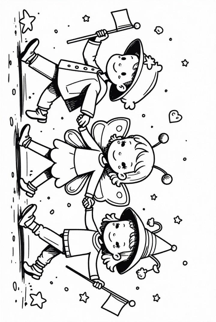 kinderen met vlaggetjes op carnaval