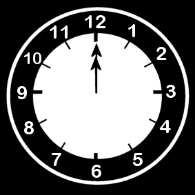 Kleurplaat klok 12u