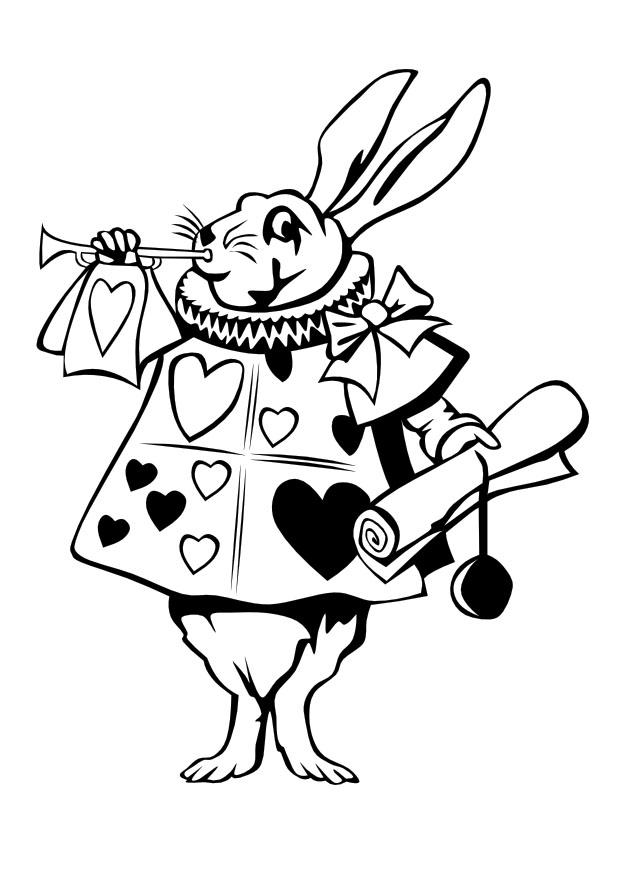 Kleurplaat konijn van Alice in Wonderland