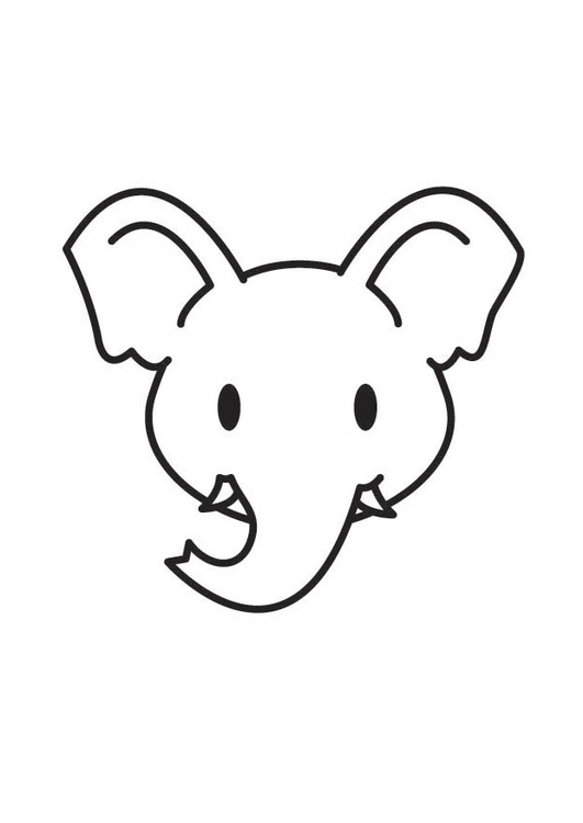 Kleurplaat kop olifant