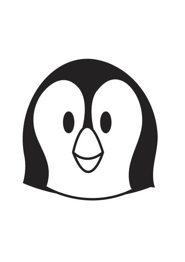 Kleurplaat kop pinguin