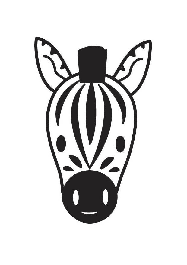 Kleurplaat kop zebra