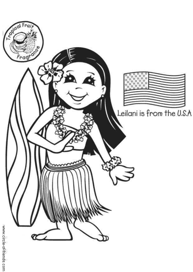 Kleurplaat Leilani Met Amerikaanse Vlag Afb 5633 Images