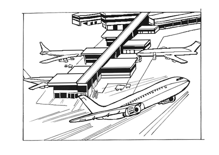 Kleurplaat luchthaven - vliegveld