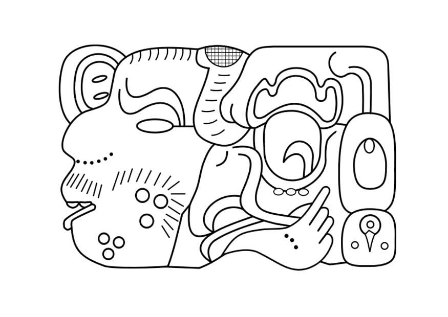 Kleurplaat Maya kunst 