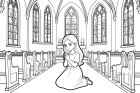 meisje bidt in de kerk