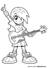 Kleurplaten meisje met gitaar