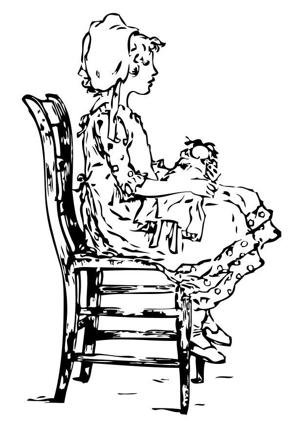 Kleurplaat meisje op stoel