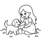 meisje speelt met hond