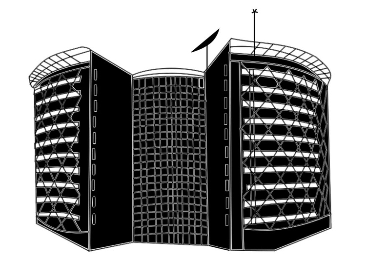 Kleurplaat modern gebouw