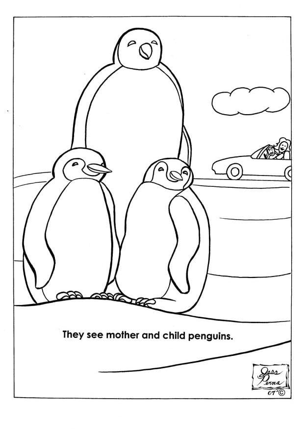 Kleurplaat natuurpark pinguins