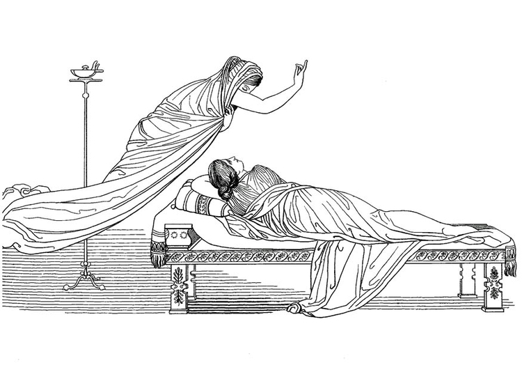 Kleurplaat Oddyseus - Minerva en de koningin