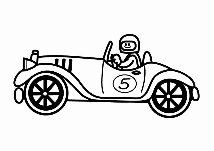 Kleurplaat oldtimer raceauto