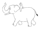 Kleurplaten 07b. olifant met persoon