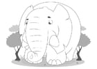 Kleurplaat olifant 