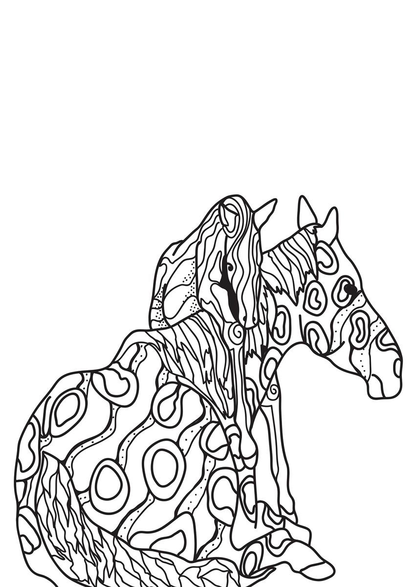 Kleurplaat paard met veulen