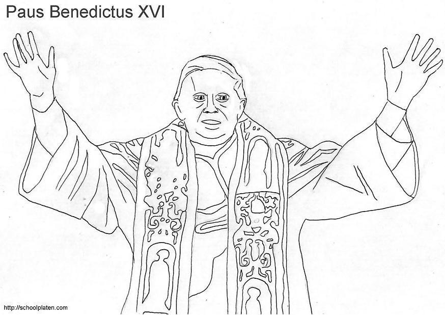 Kleurplaat Paus Benedictus XVI
