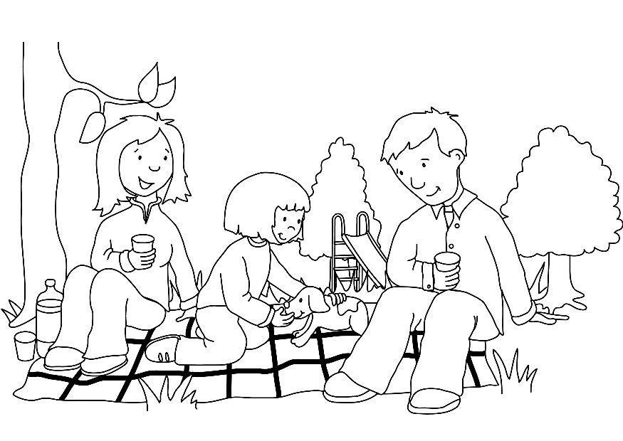 Kleurplaat picknick