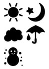 Kleurplaat pictogrammen het weer
