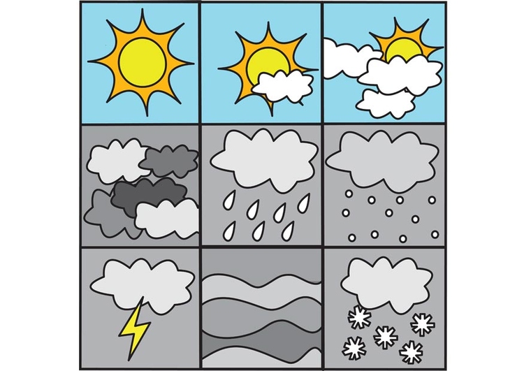 Kleurplaat pictogrammen weer 3