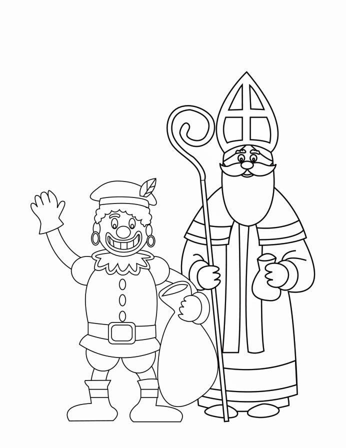 Kleurplaat Piet en Sinterklaas 
